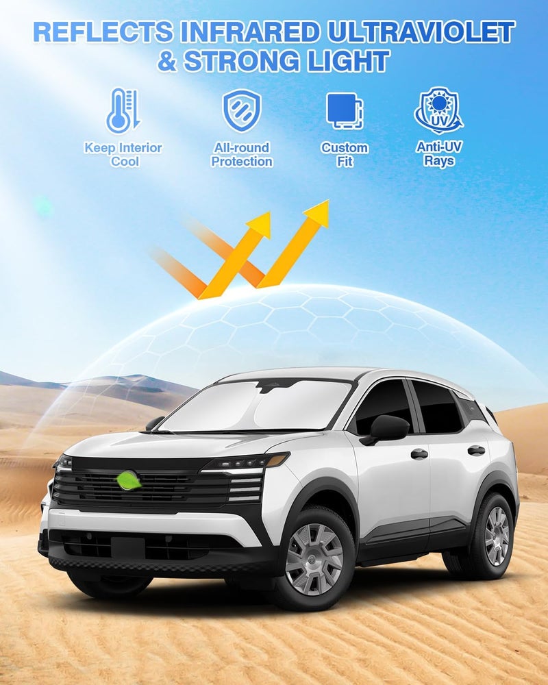 Canvcle Sunshades for 2025 2026 Nissan Kicks Accessories Windshield Sun Shade Side Rear Window Shade Cover Sun Visor Shield Privacy Protection for Camping Keep Vehicle Cool Black 7PCS - Image 2